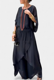 Maravilla Ρευστό Σετ Δύο Τεμαχίων με Χαλαρό Τοπ και Ασύμμετρη Φούστα