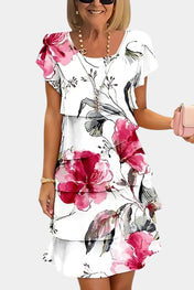 Tamara Λουλουδάτο Φόρεμα από Σατέν με Επίπεδα