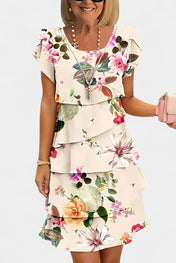 Tamara Λουλουδάτο Φόρεμα από Σατέν με Επίπεδα