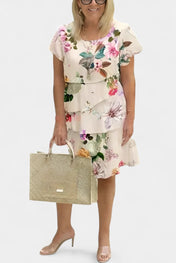 Tamara Λουλουδάτο Φόρεμα από Σατέν με Επίπεδα