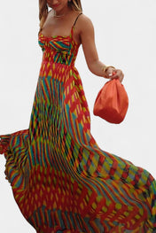 Océana Μάξι Φόρεμα Halter με Αφηρημένο Σχέδιο