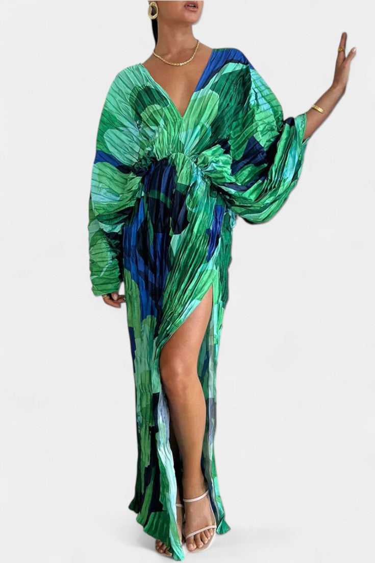 Rebecca Μάξι Φόρεμα με Κόψιμο και Πιέτες