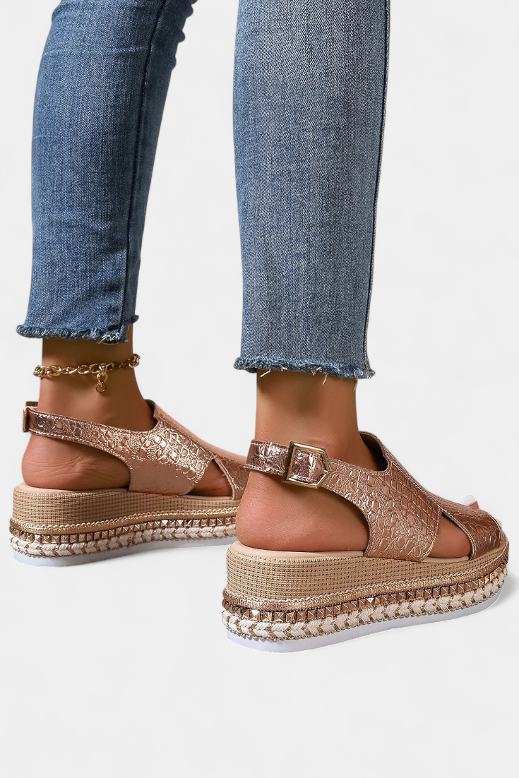 Felisa Σανδάλια πλατφόρμας με ανάγλυφη υφή και υφαντή σόλα