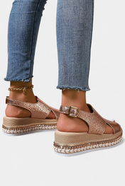 Felisa Σανδάλια πλατφόρμας με ανάγλυφη υφή και υφαντή σόλα