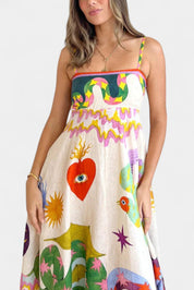 Arlene Μίντι Φόρεμα από Λινό Μείγμα με Στάμπα