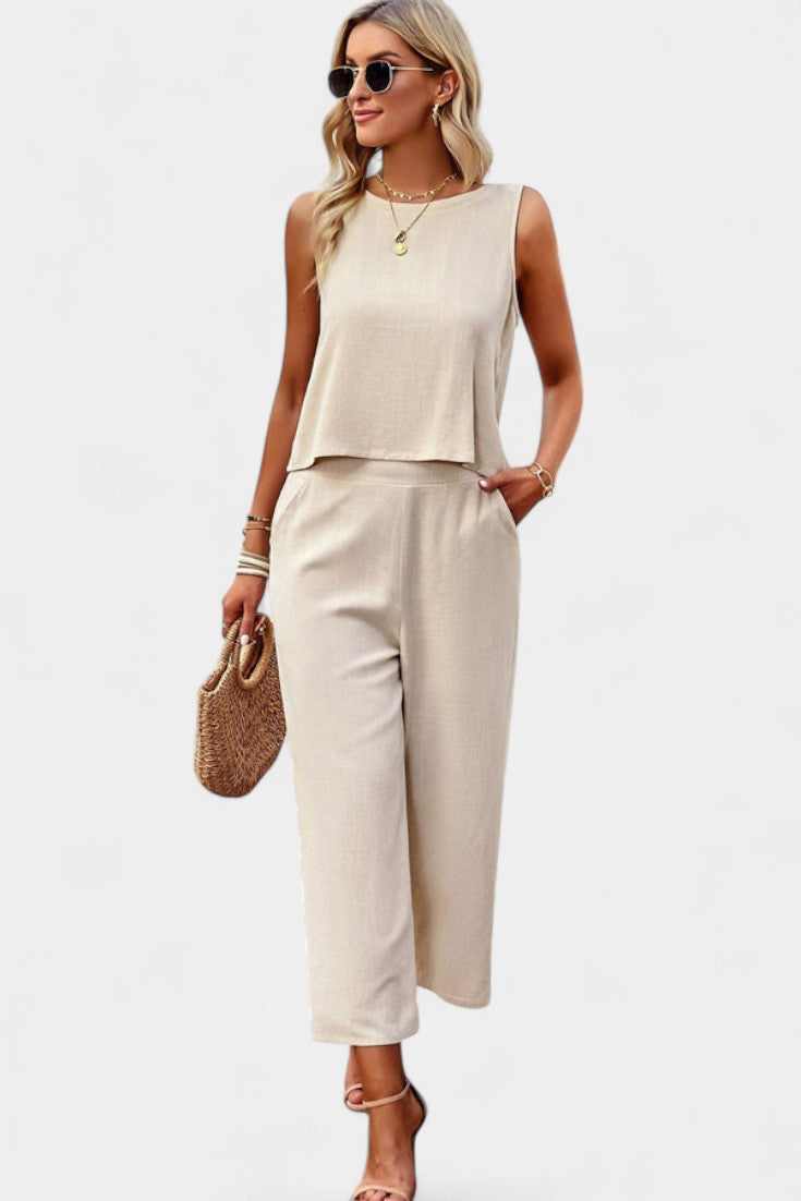 Lavinia Boho Σετ με Αέρινο Τοπ και Σορτς από Λινό και Βαμβάκι