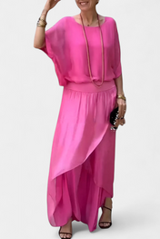 Maravilla Ρευστό Σετ Δύο Τεμαχίων με Χαλαρό Τοπ και Ασύμμετρη Φούστα