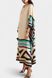 Ελενόρα Καφτάνι με Γεωμετρικό Σχέδιο, Φαρδιά Γραμμή και Ύφασμα Butterfly Mesh