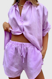 Anika Σετ Δύο Τεμαχίων με Πουκάμισο με Κουμπιά και Σορτς με Κορδόνι