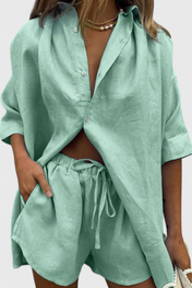 Anika Σετ Δύο Τεμαχίων με Πουκάμισο με Κουμπιά και Σορτς με Κορδόνι