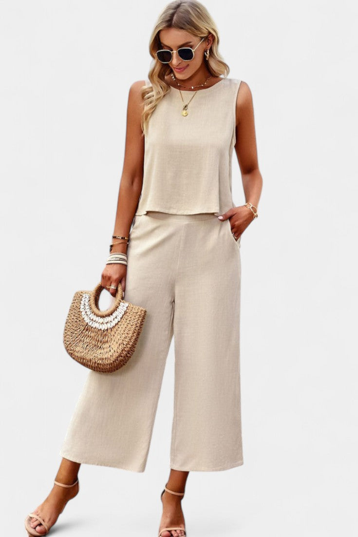 Lavinia Boho Σετ με Αέρινο Τοπ και Σορτς από Λινό και Βαμβάκι