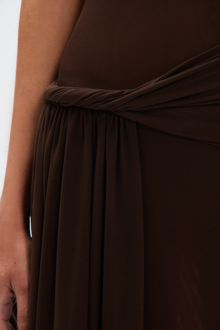 Eranda Μάξι Φόρεμα από Διάφανη Δραπέ Ύφανση Off-Shoulder