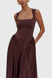 Verona Φόρεμα Midi με Τετράγωνη Λαιμόκοψη