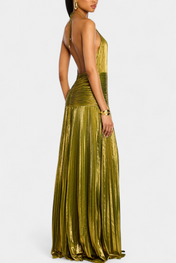 Emma Μεταλλικό Halter Φόρεμα με Ανοιχτή Πλάτη