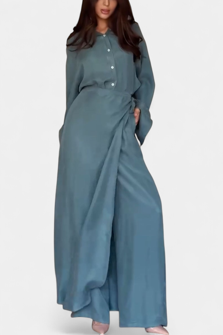 Marisol Καθημερινό Σετ με Φαρδύ Πουκάμισο και Παντελόνι-Φούστα