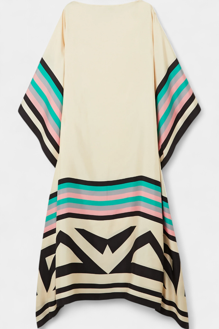 Ελενόρα Καφτάνι με Γεωμετρικό Σχέδιο, Φαρδιά Γραμμή και Ύφασμα Butterfly Mesh