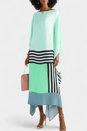 Ελενόρα Καφτάνι με Γεωμετρικό Σχέδιο, Φαρδιά Γραμμή και Ύφασμα Butterfly Mesh