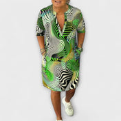 Riola — Πολύχρωμο Φόρεμα με V Ντεκολτέ