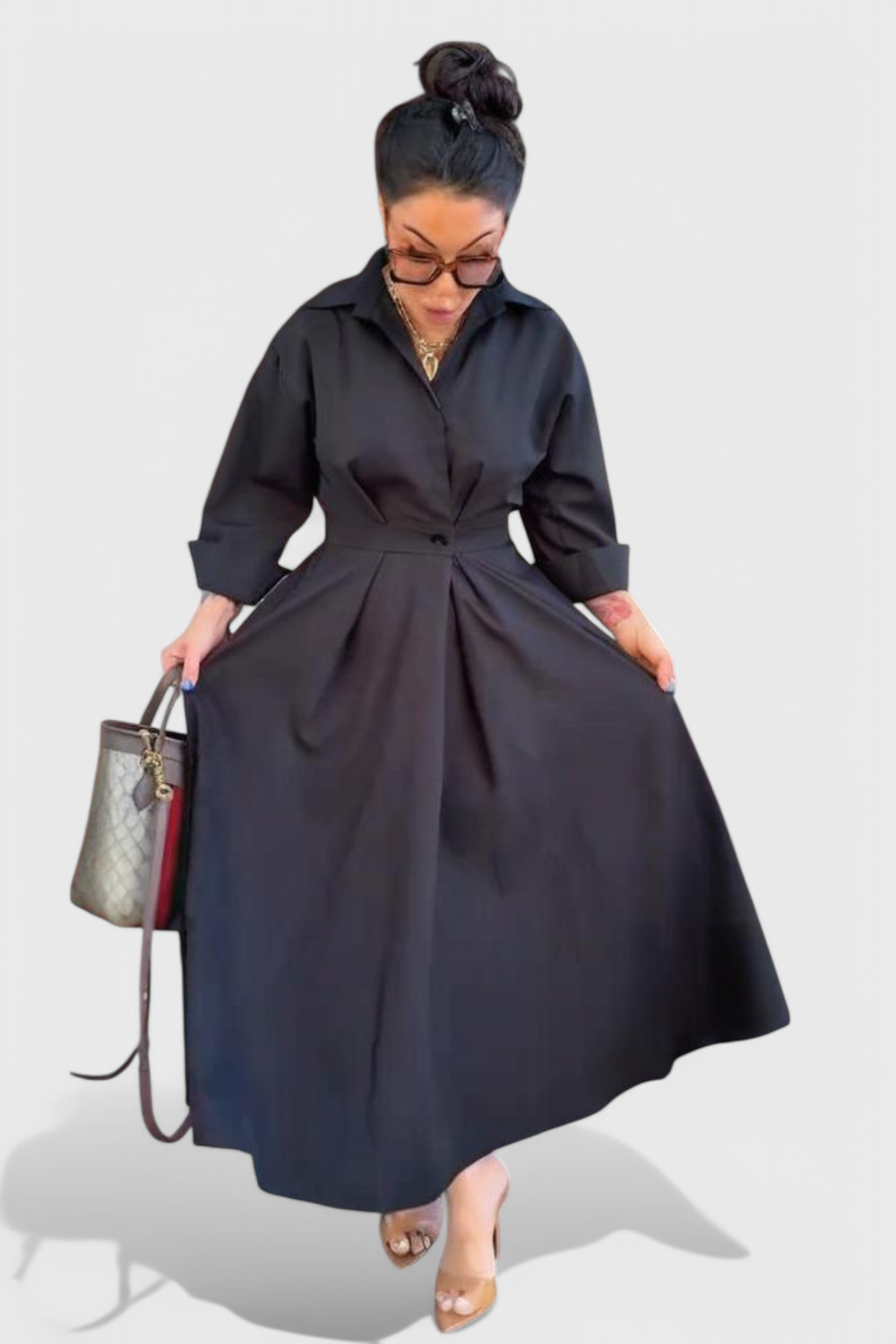 Celina Μακρύ Maxi Φόρεμα με πέτο