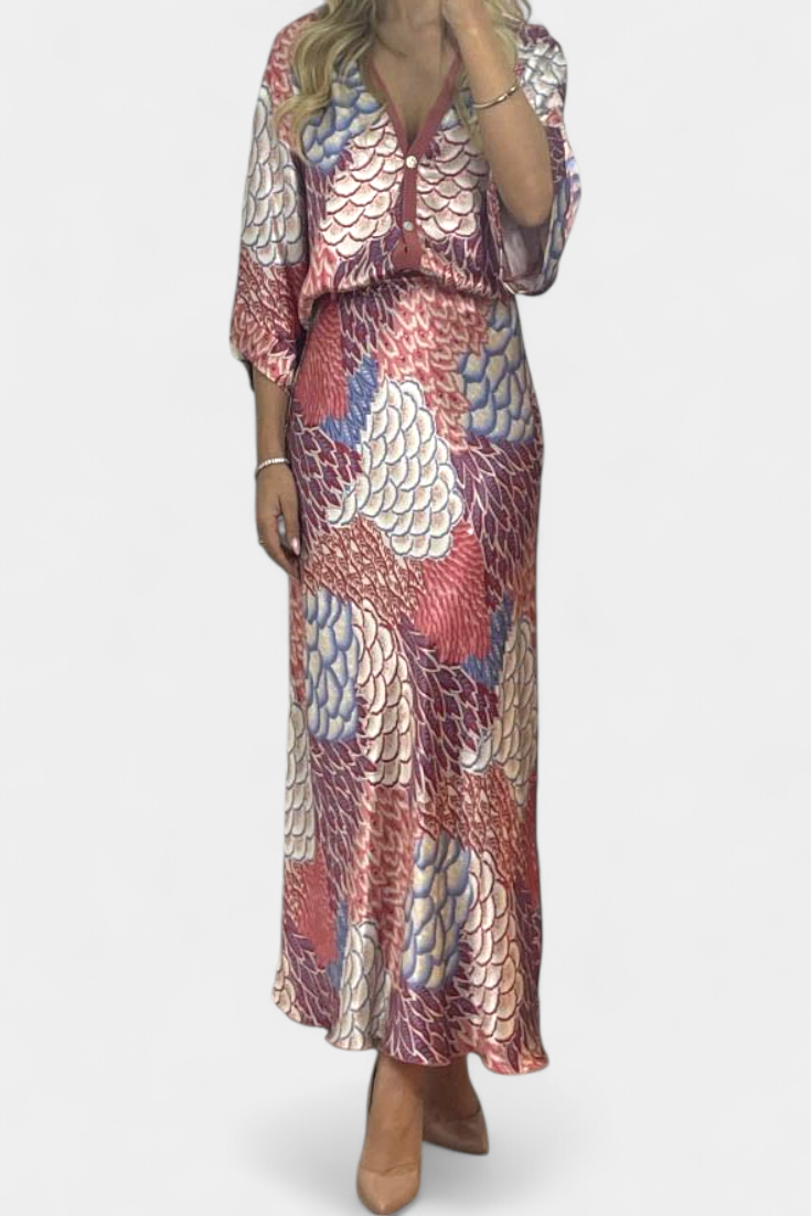 Shae Απαλό Σετ με Μπλούζα και Φλοράλ Φούστα Γοργονέ