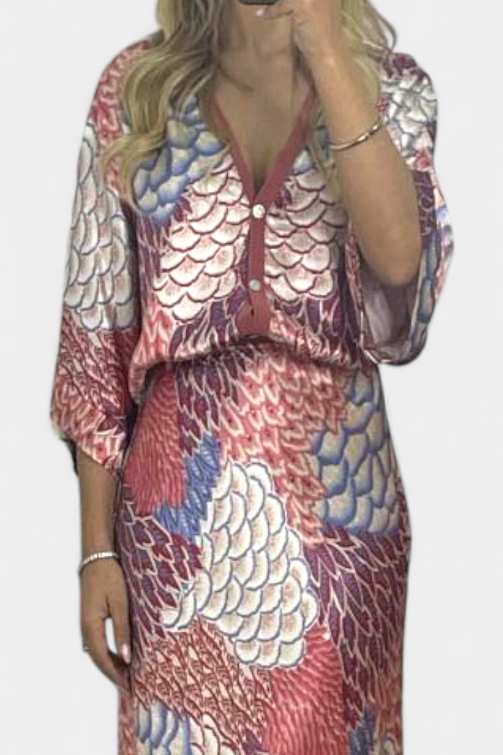 Shae Απαλό Σετ με Μπλούζα και Φλοράλ Φούστα Γοργονέ