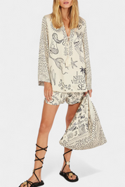 Amalia Πουκαμισένιο Σετ με Στάμπα και Ελαστικό Σορτς