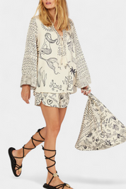 Amalia Πουκαμισένιο Σετ με Στάμπα και Ελαστικό Σορτς