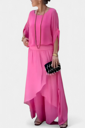 Maravilla Ρευστό Σετ Δύο Τεμαχίων με Χαλαρό Τοπ και Ασύμμετρη Φούστα