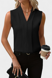 Nele Αμάνικη Μπλούζα με Λαιμόκοψη σε V και Αέρινη Γραμμή