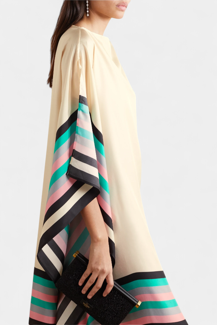 Ελενόρα Καφτάνι με Γεωμετρικό Σχέδιο, Φαρδιά Γραμμή και Ύφασμα Butterfly Mesh