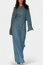 Marisol Καθημερινό Σετ με Φαρδύ Πουκάμισο και Παντελόνι-Φούστα