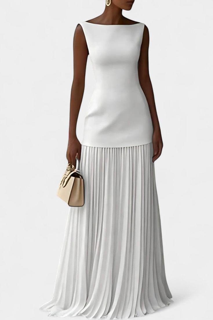 Silvana Μακρύ Βραδινό Φόρεμα από Σιφόν με Πιέτες