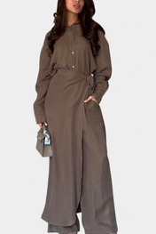 Marisol Καθημερινό Σετ με Φαρδύ Πουκάμισο και Παντελόνι-Φούστα