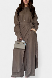 Marisol Καθημερινό Σετ με Φαρδύ Πουκάμισο και Παντελόνι-Φούστα