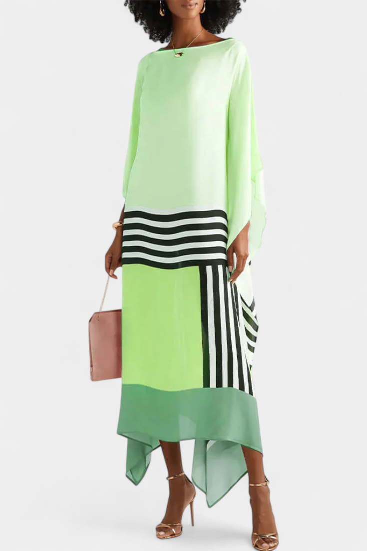 Ελενόρα Καφτάνι με Γεωμετρικό Σχέδιο, Φαρδιά Γραμμή και Ύφασμα Butterfly Mesh