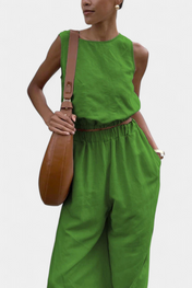 Portia Σετ από Βαμβάκι και Λινό με Πλαϊνό Άνοιγμα