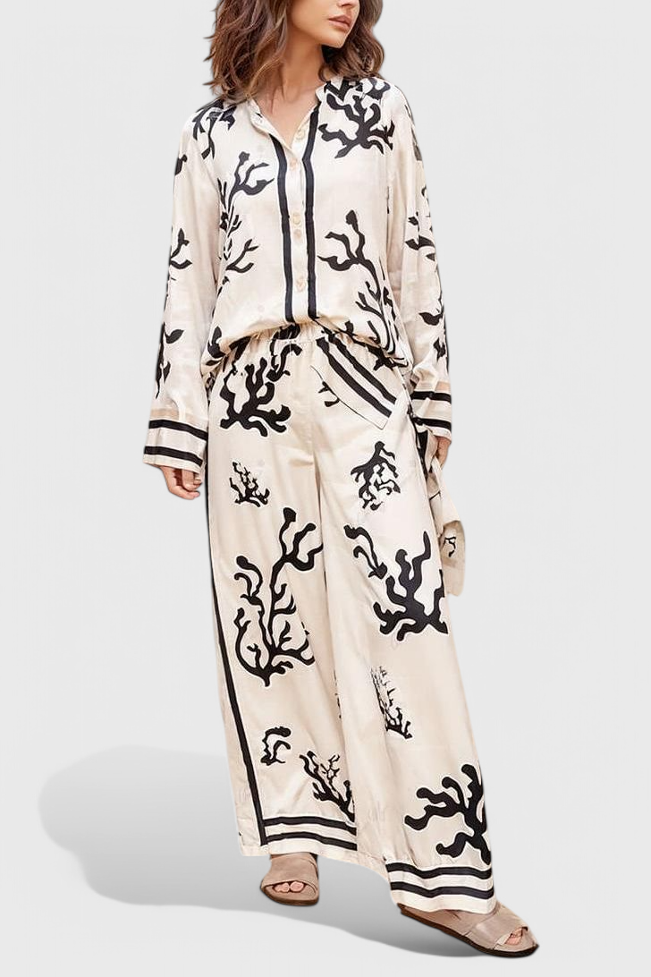 Nazaret Σετ με Φαρδύ Παντελόνι και Καλλιτεχνική Στάμπα