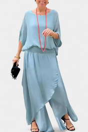 Maravilla Ρευστό Σετ Δύο Τεμαχίων με Χαλαρό Τοπ και Ασύμμετρη Φούστα