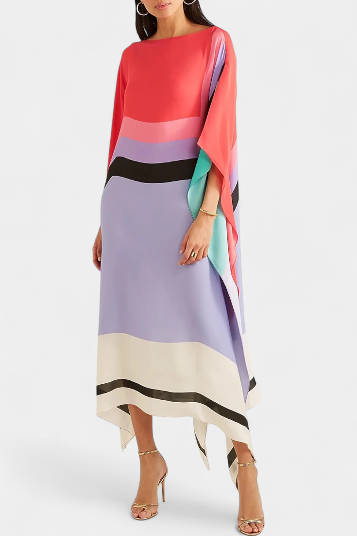 Ελενόρα Καφτάνι με Γεωμετρικό Σχέδιο, Φαρδιά Γραμμή και Ύφασμα Butterfly Mesh