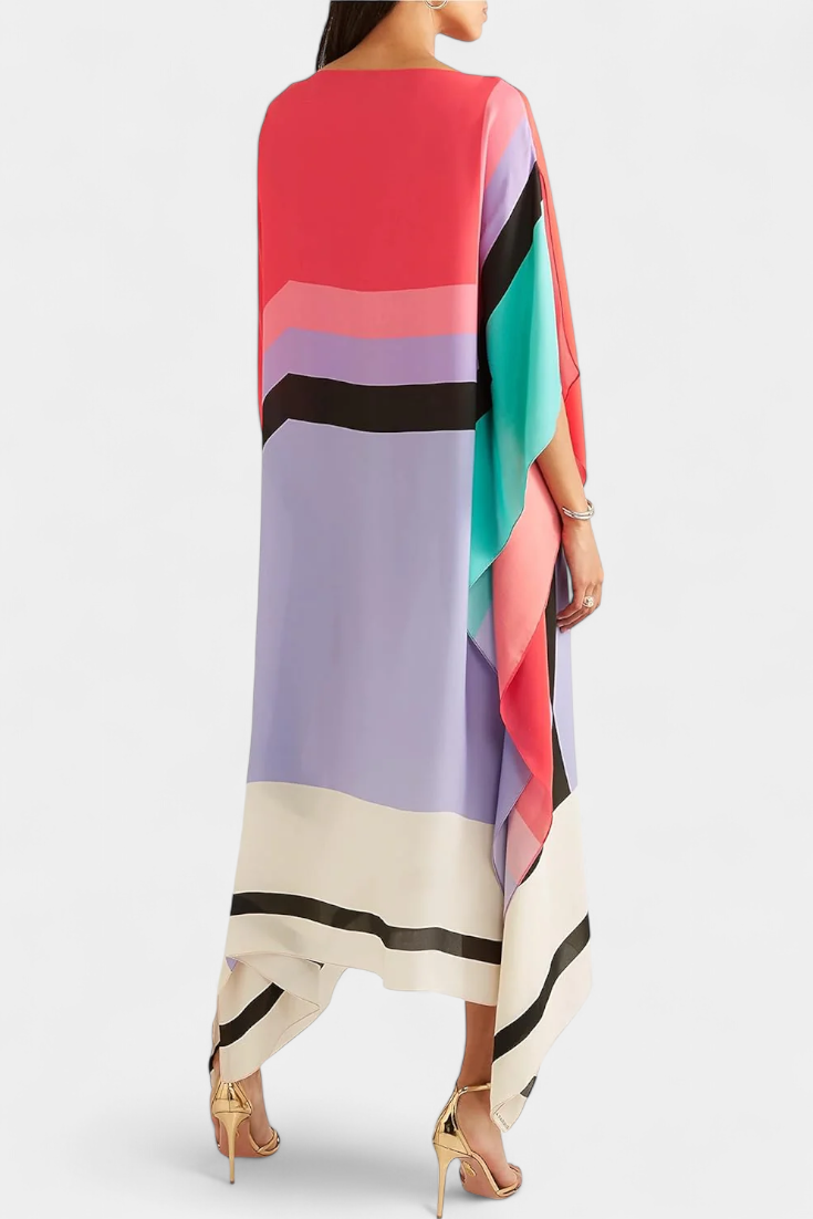 Ελενόρα Καφτάνι με Γεωμετρικό Σχέδιο, Φαρδιά Γραμμή και Ύφασμα Butterfly Mesh