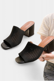 Christy Σανδάλια με τετράγωνο δικτυωτό τακούνι