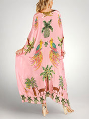 Σαχάρα | Drop Shoulder Μανίκι Coconut Tree Printed Φόρεμα