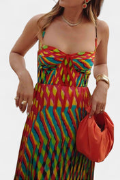 Océana Μάξι Φόρεμα Halter με Αφηρημένο Σχέδιο