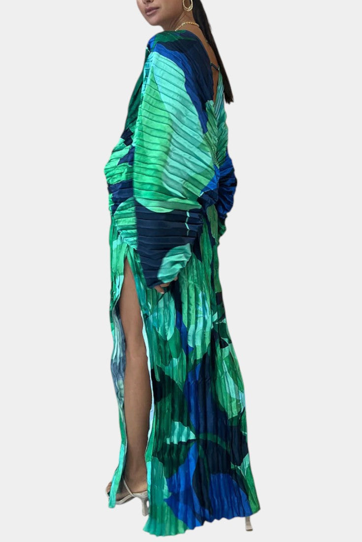 Rebecca Μάξι Φόρεμα με Κόψιμο και Πιέτες