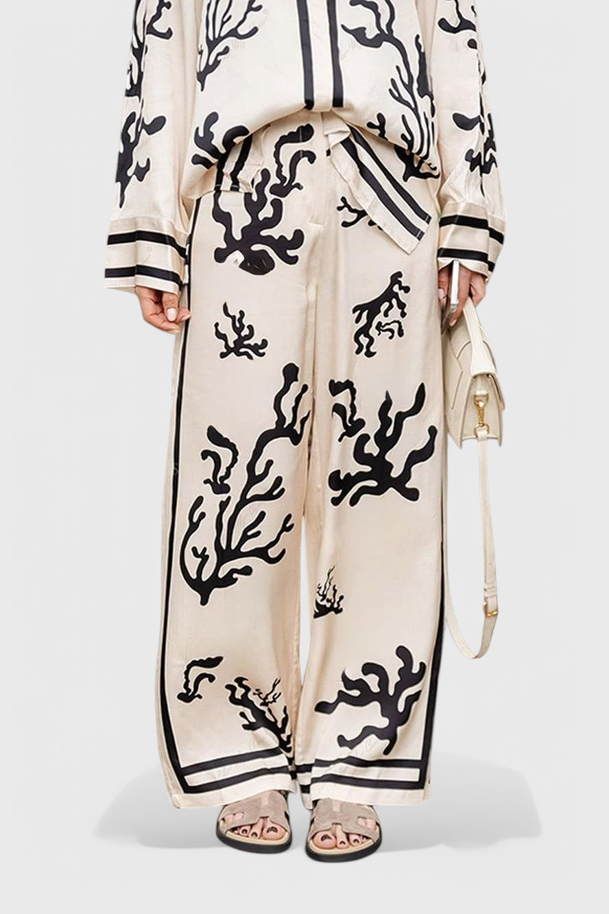 Nazaret Σετ με Φαρδύ Παντελόνι και Καλλιτεχνική Στάμπα