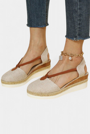 Eunate Σανδάλια με εφέ γιούτας και φυσική λεπτομέρεια