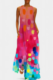 Enna Πολύχρωμο Αμάνικο Φόρεμα με Λαιμόκοψη V