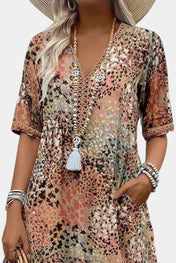 Perla Boho Φόρεμα με Λουλουδάτο Μοτίβο και Πλεκτές Λεπτομέρειες