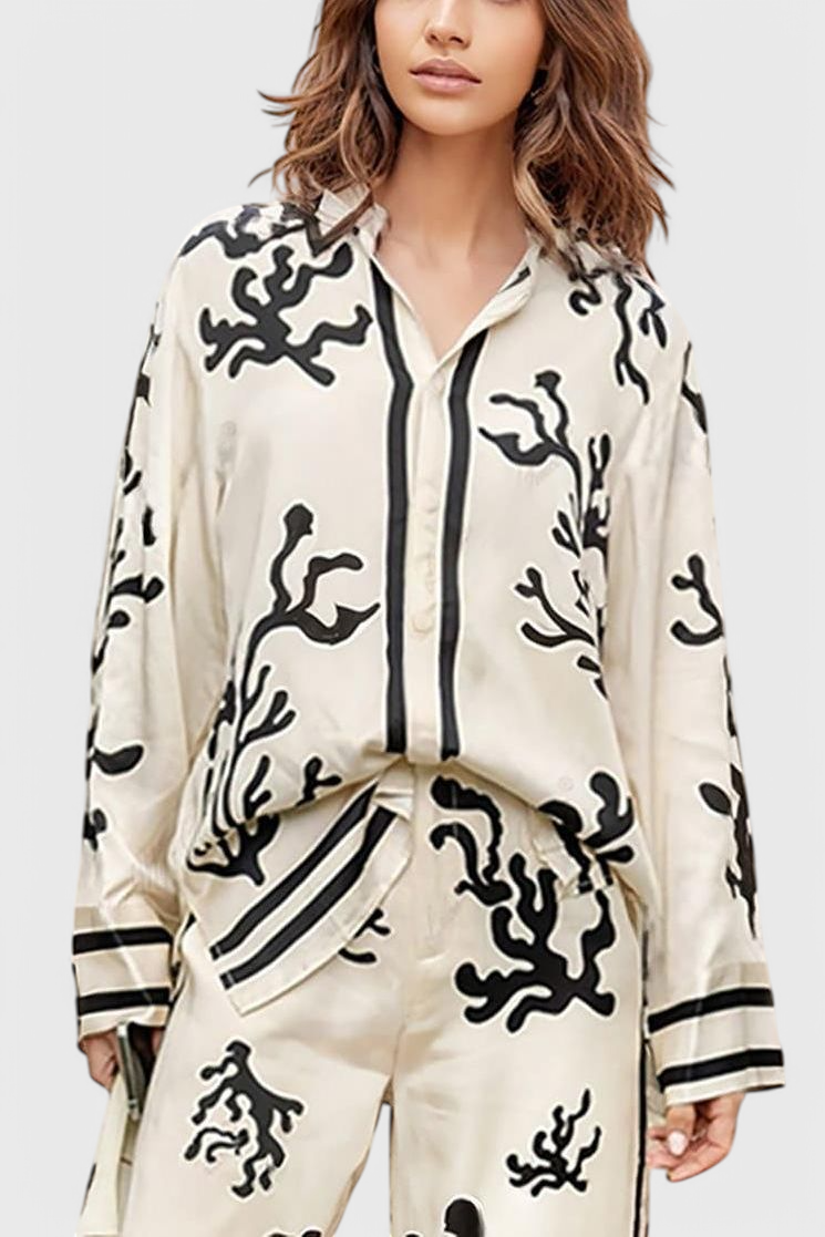 Nazaret Σετ με Φαρδύ Παντελόνι και Καλλιτεχνική Στάμπα