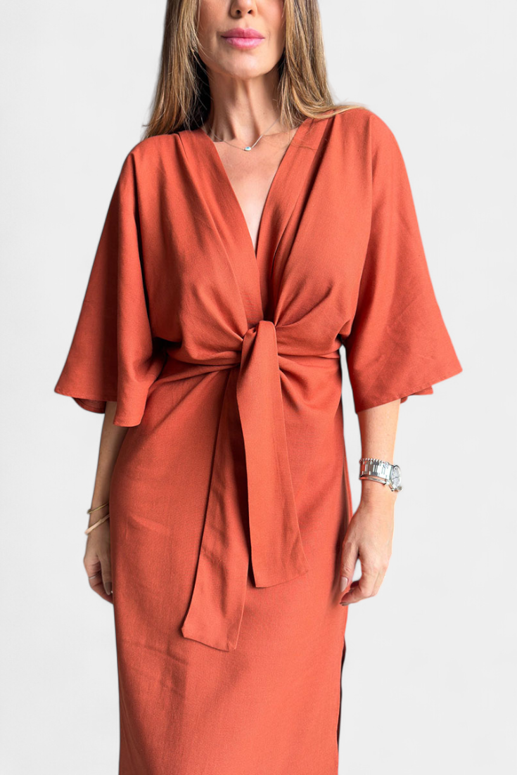 Ainhoa Φόρεμα Καθημερινό με Κόμπο Μπροστά και Ντεκολτέ